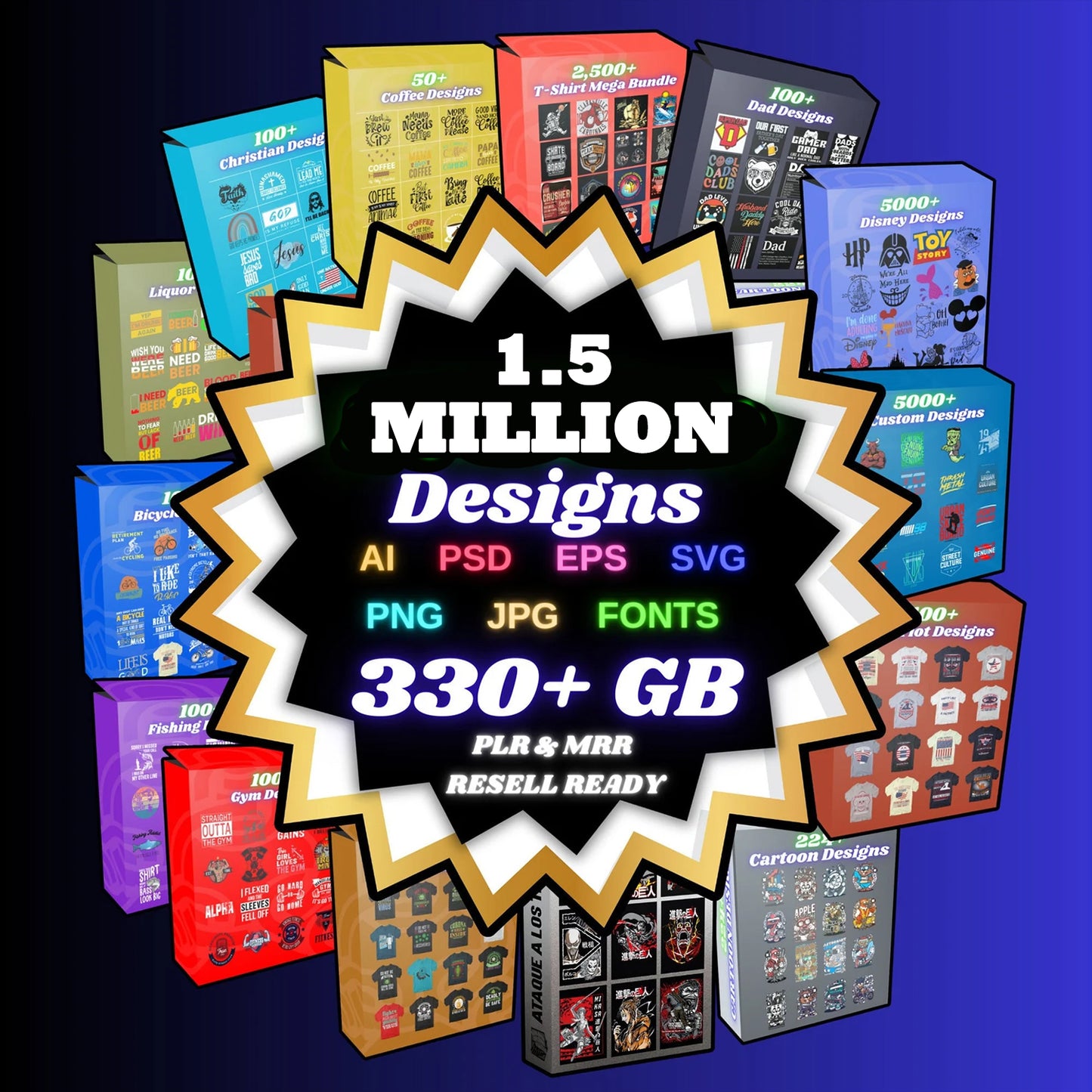1.5 Million PNG Mega Bundle, 1200+ Bonus HQ Designs