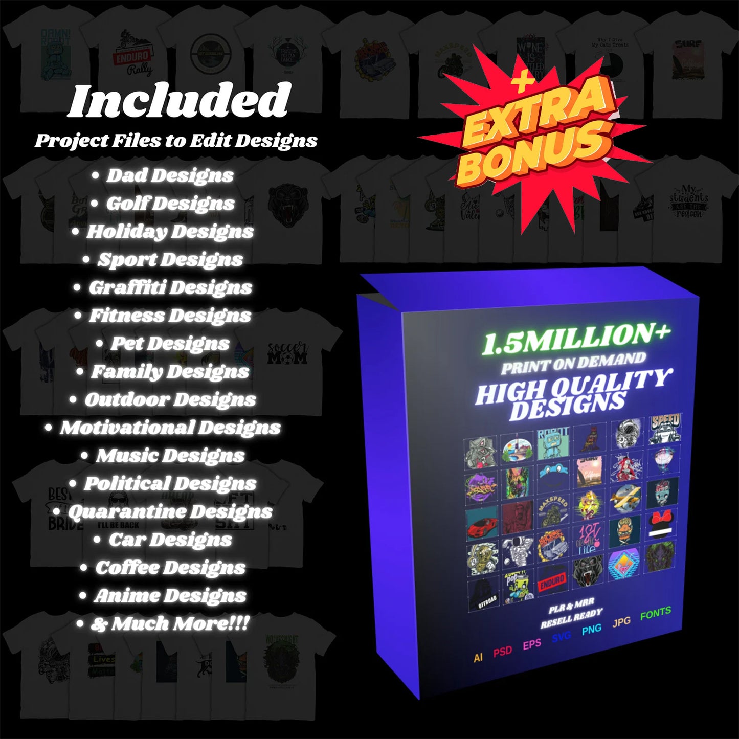 1.5 Million PNG Mega Bundle, 1200+ Bonus HQ Designs