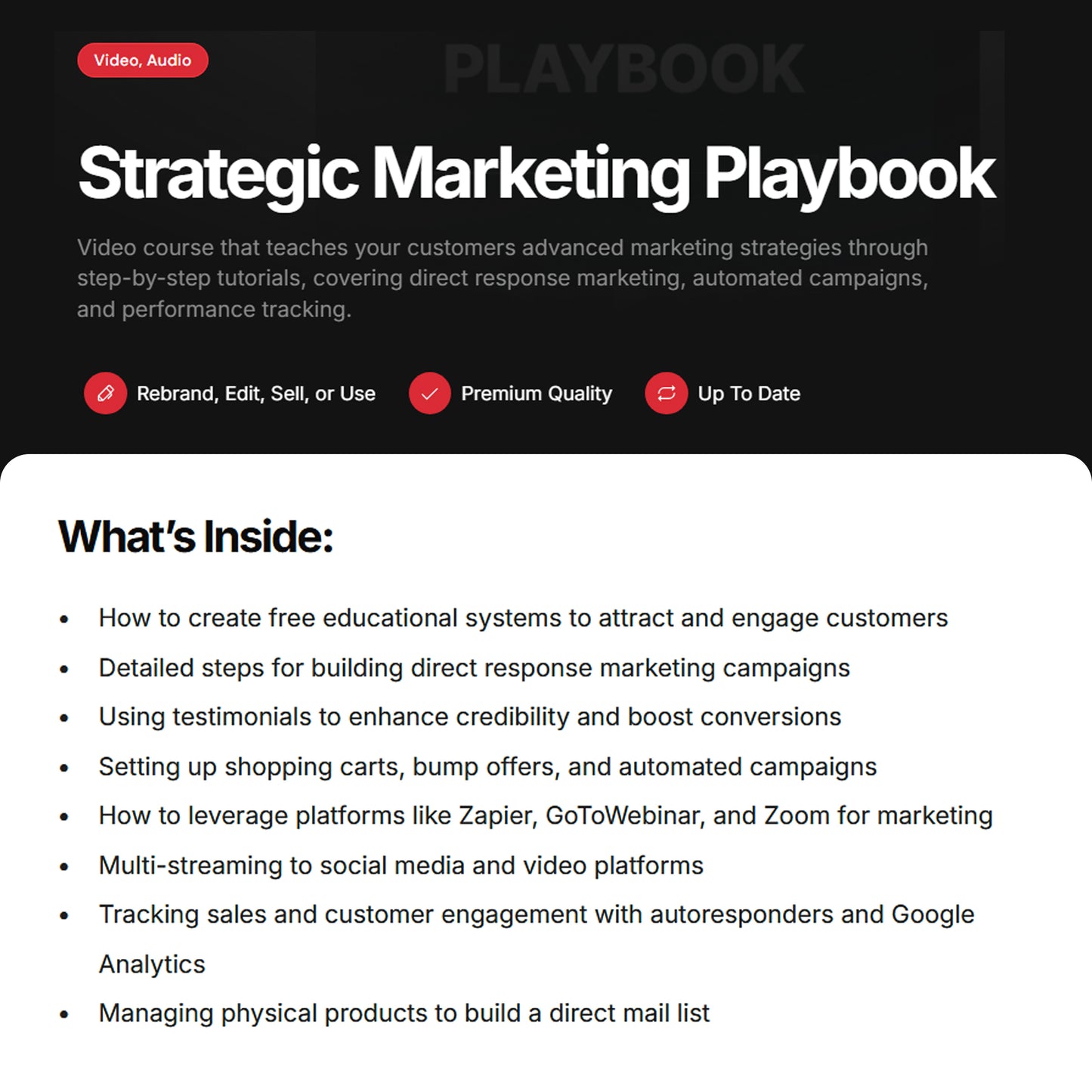 Strategic Marketing Playbook - Advanced