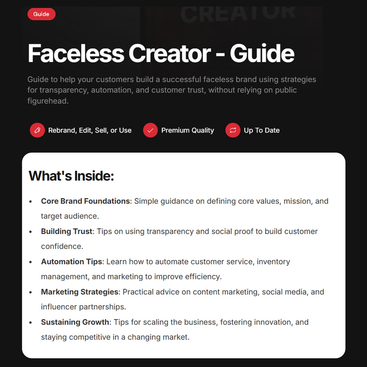 Faceless Creator Bundle | Ebook, Workbook, Guide, Checklist, Prompts | Build Trust, Automate, Scale, Faceless Content Creation Masterclass