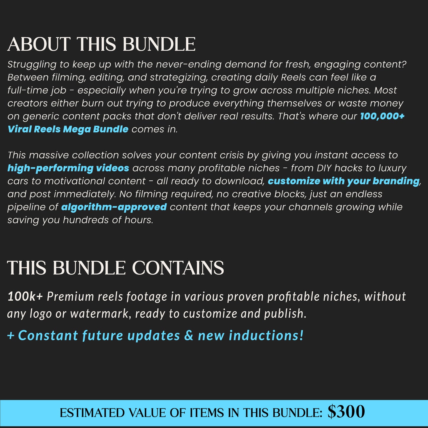 Ultimate 100k+ Mega Reels Bundle, Ready made Content Creator Ultimate Bundle, Mega Reels Bundle