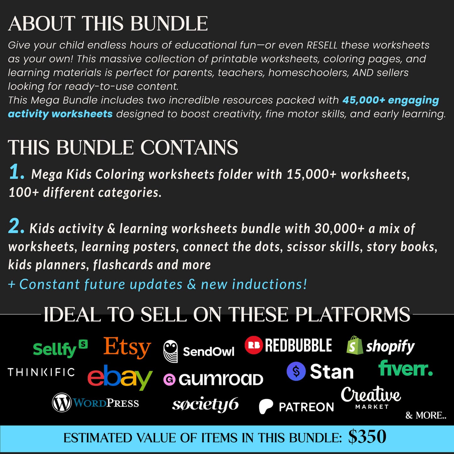 Kids Learning & Classroom Activities Mega Bundle, Teachers Parents Worksheets For Kids