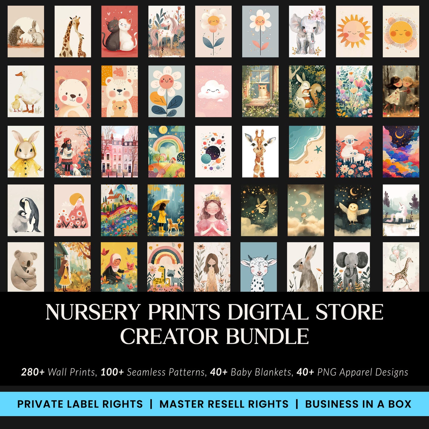 Kids Nursery Store Creator Bundle, Kids Nursery Prints and Patterns, Nursery Wall prints