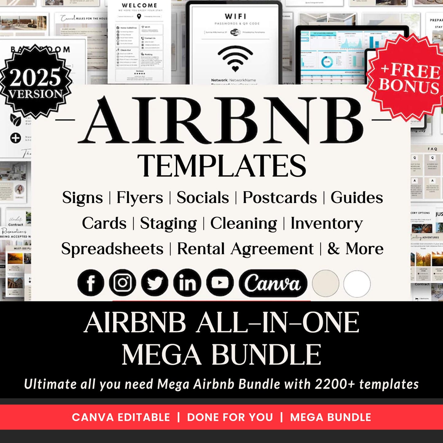 2025 MEGA AIRBNB BUNDLE: AirBnB Templates, AirBnB Welcome, AirBnB Signs, AirBnB Cleaning Checklist, AirBnB Inventory