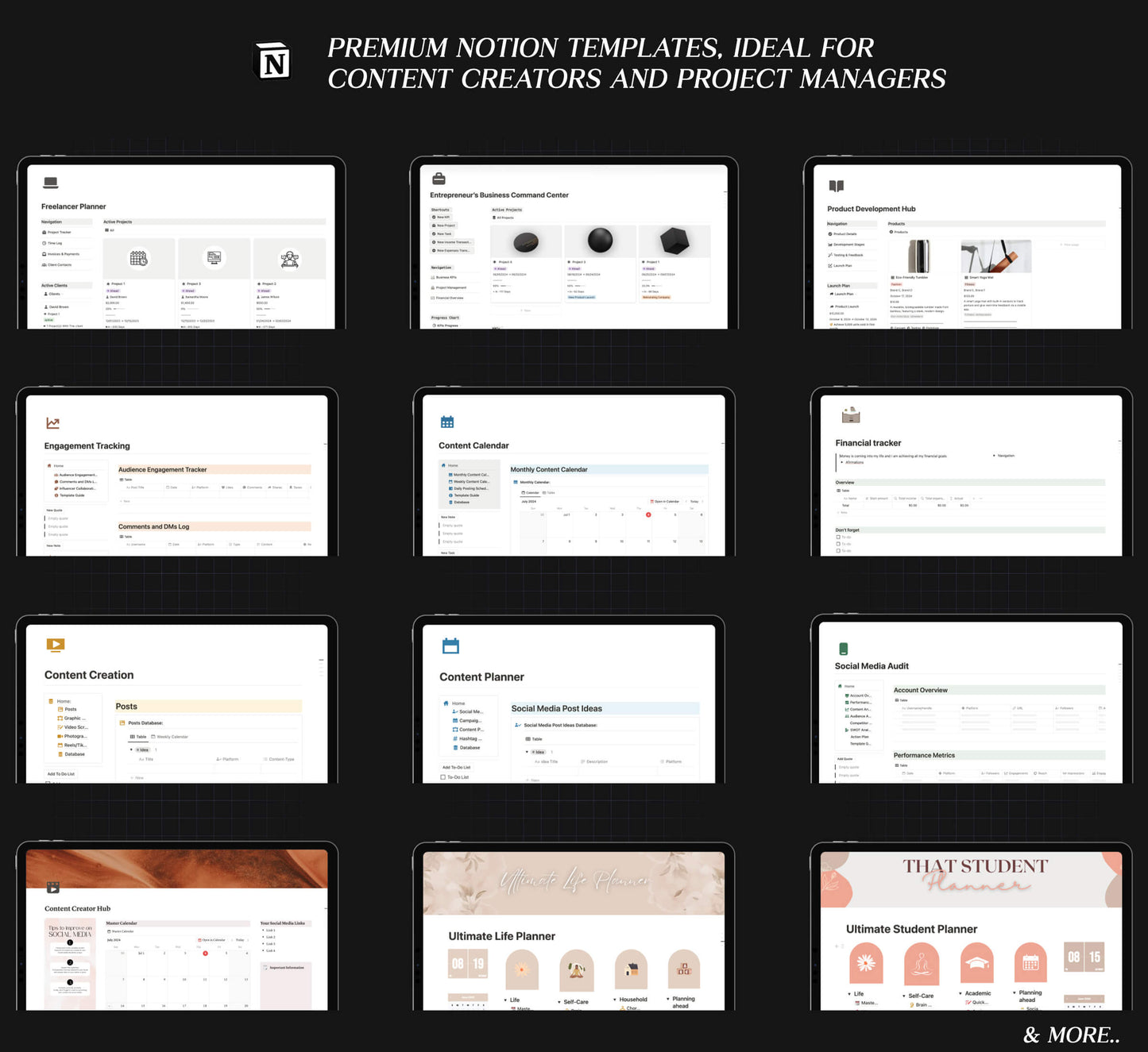 750+ Digital Planners Mega Bundle, Notion Templates, Financial Google Spreadsheets