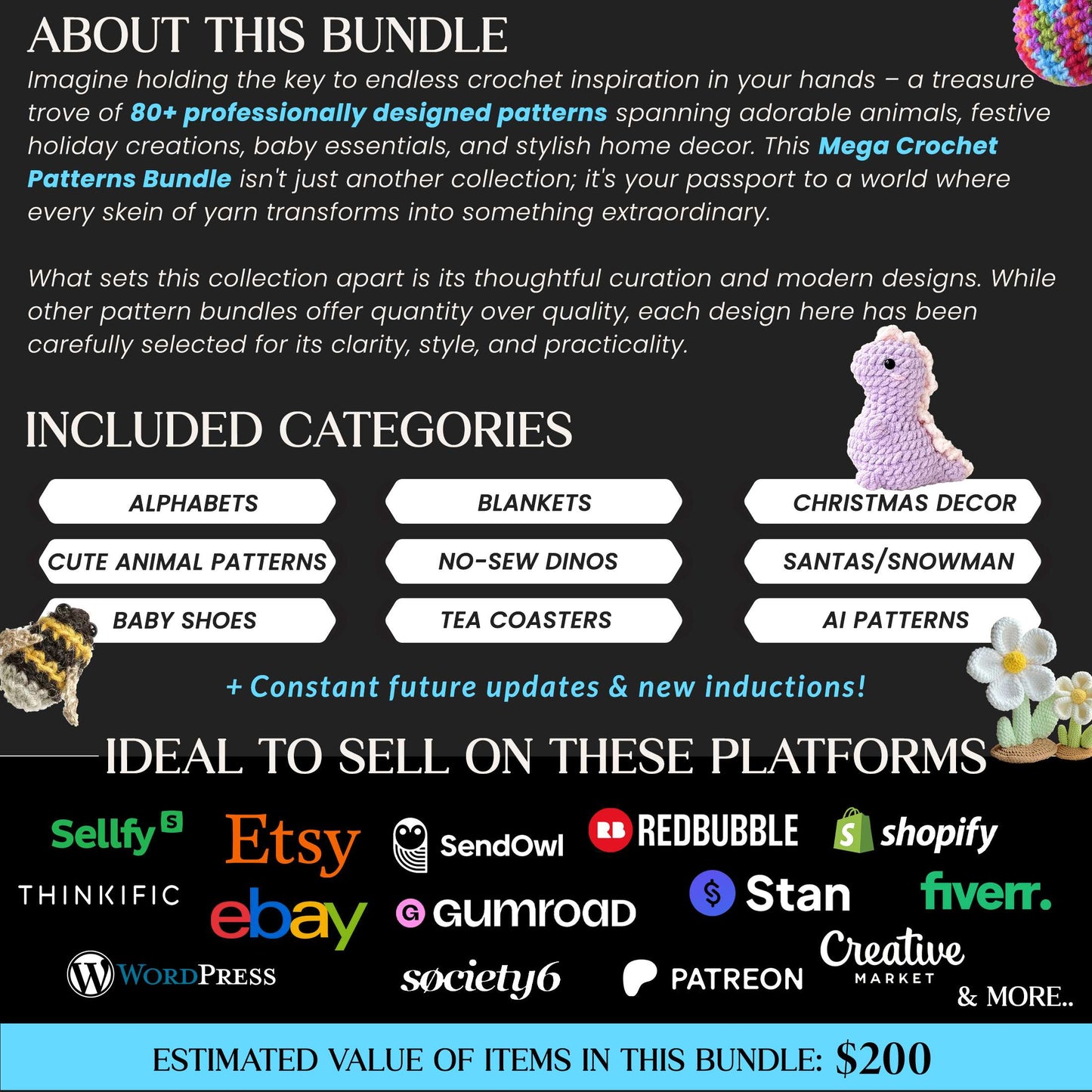 Crochet Patterns Mega Bundle, Crochet Pattern Bundle Pack, Easy & Beginner Friendly Crochet Tutorials