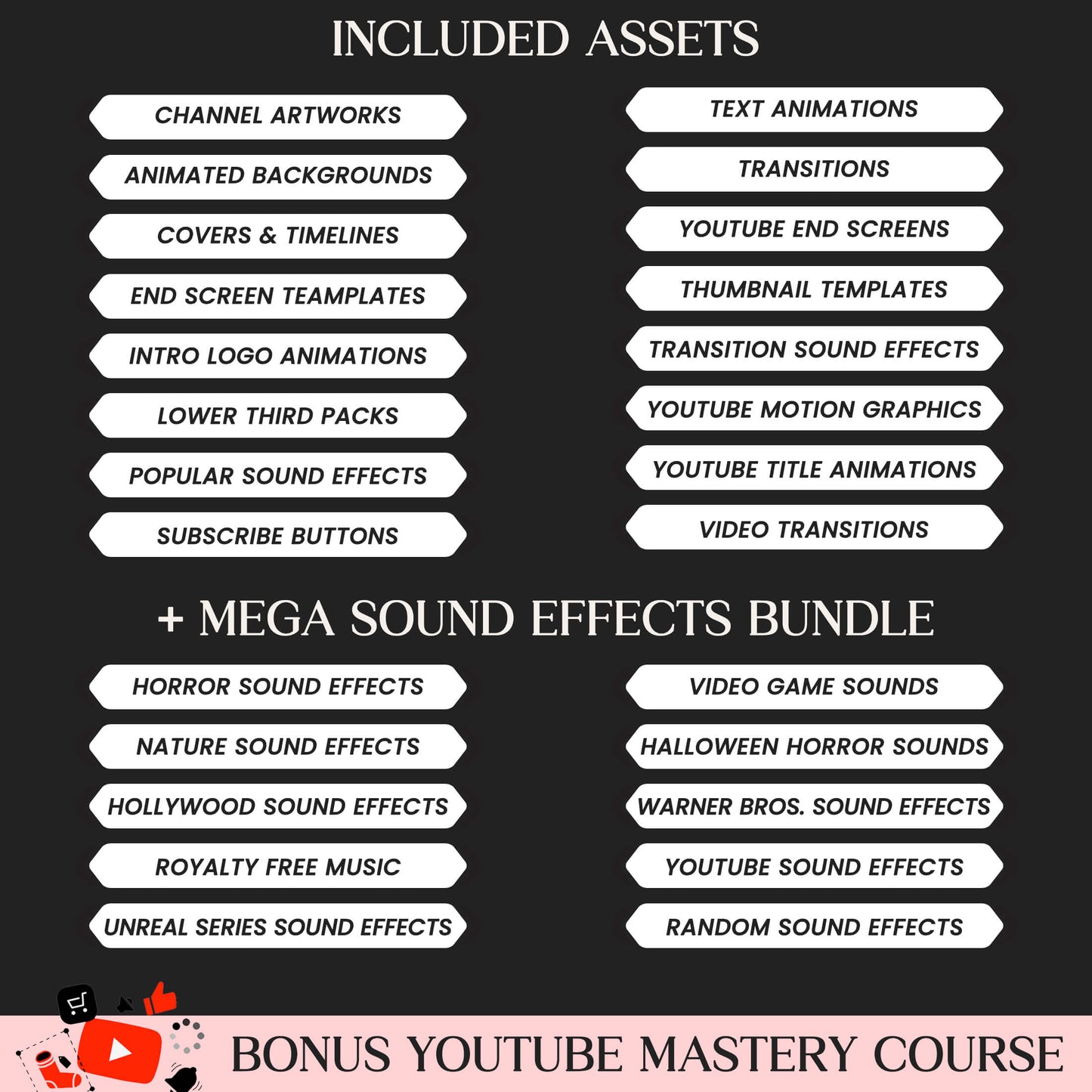 Youtube Growth Assets Mega Bundle, Transitions, Text Animations, Covers & Timelines, End Screens, Logo Animations