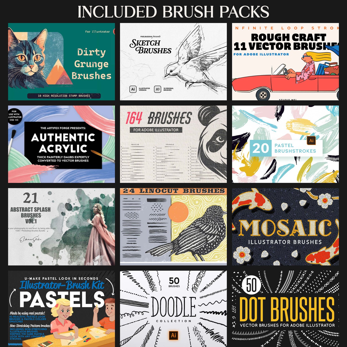 Ultimate Adobe Illustrator Brush Library Technical Bundle Professional Brushes Design, Adobe Illustrator brushes
