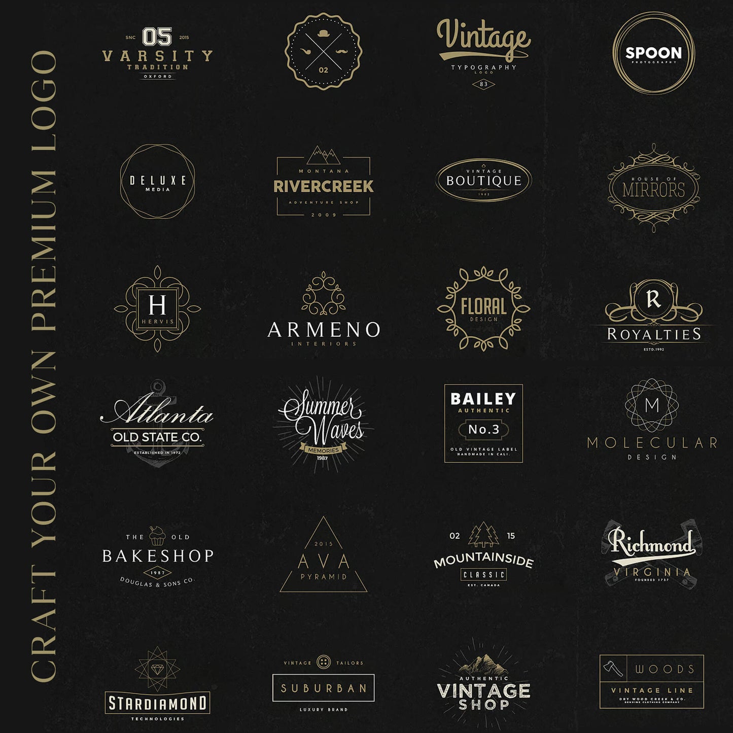 Logo Creation kit, Easily Create premium logos with 300+ Premium Logo Elements, Logo Maker
