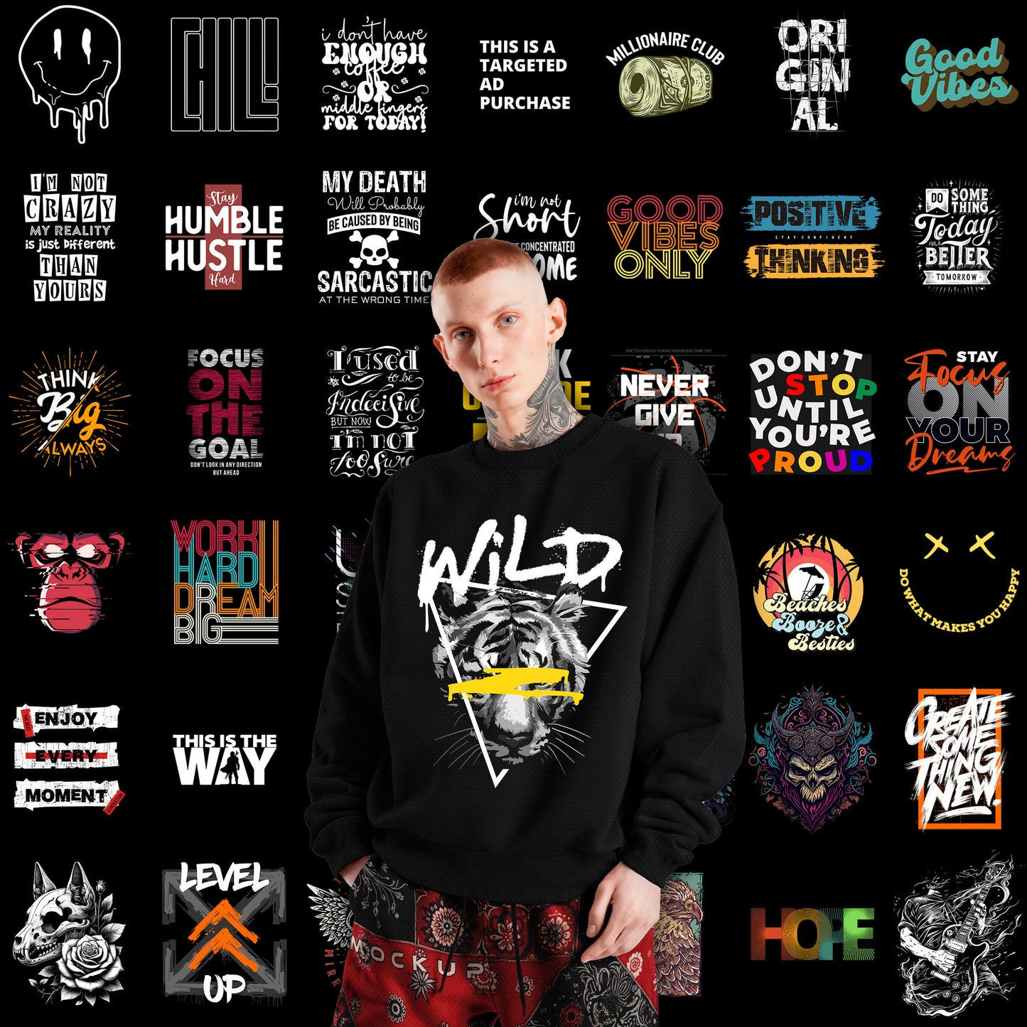 Ultimate POD Designs Mega Bundle, Latest Streetwear Design Bundle, T-Shirt Print Design, Hip Hop T-Shirt