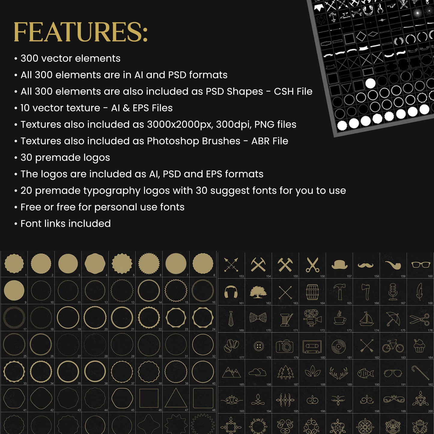 Logo Creation kit, Easily Create premium logos with 300+ Premium Logo Elements, Logo Maker
