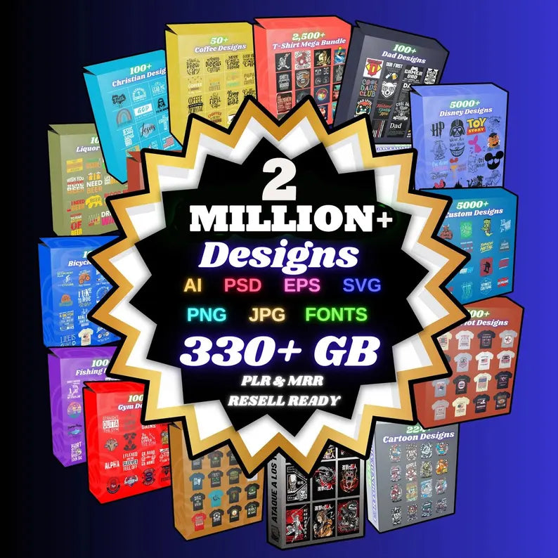 2 Million+ PNG Designs Mega Bundle: POD Assets (Digital Download)