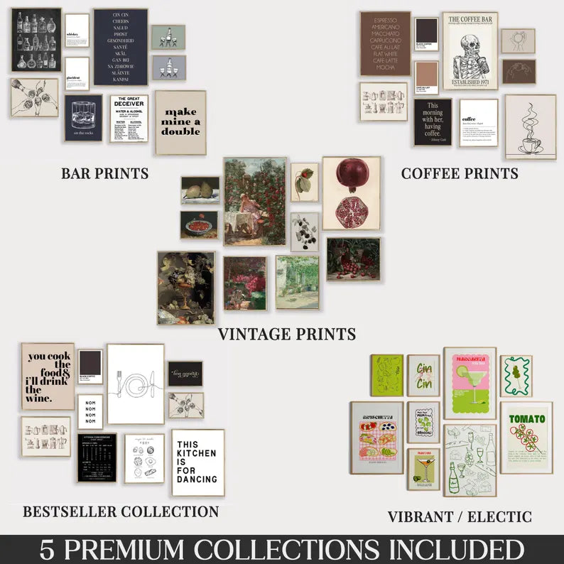 Kitchen Gallery Set, 2000+ Prints Mega Bundle Prints Bar Cart Decor Cute Kitchen Prints Poster Trendy Posters, Kitchen Posters, Kitchen Art