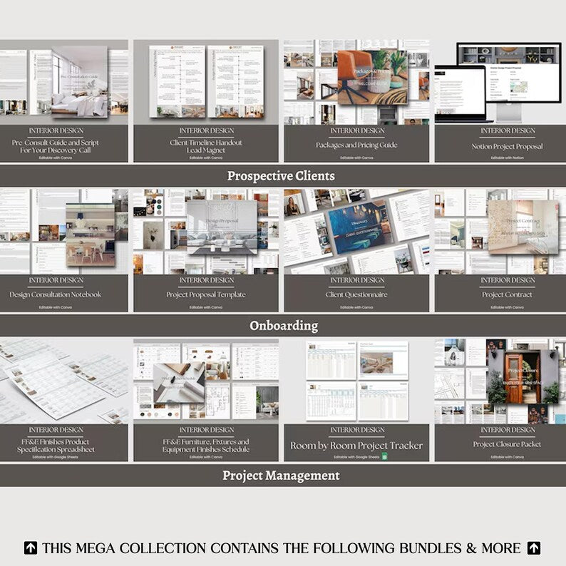 Full Service Interior Design Mega Bundle, Service Templates, Interior Design Contracts, Interior Designer Complete Package, Mega Bundle