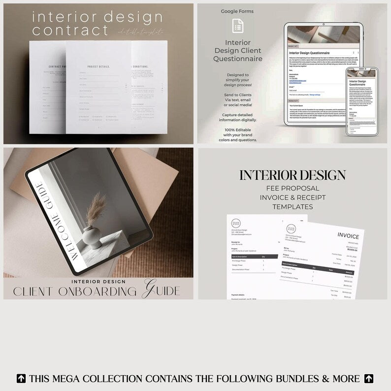 Full Service Interior Design Mega Bundle, Service Templates, Interior Design Contracts, Interior Designer Complete Package, Mega Bundle