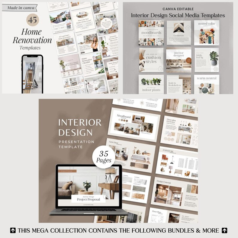 Full Service Interior Design Mega Bundle, Service Templates, Interior Design Contracts, Interior Designer Complete Package, Mega Bundle