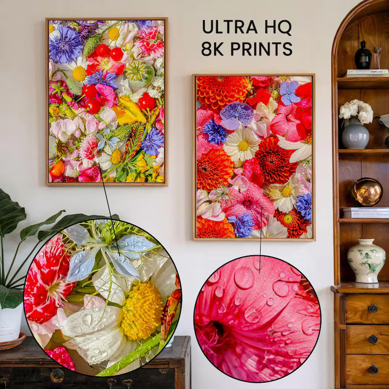 Set of 6 Premium Floral Art Prints Collection, Botanical Wall Decor, Aesthetic Flower Prints, Digital Download, Printable Plant Floral Art