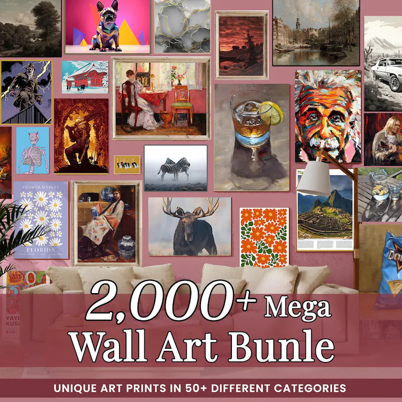 2000+ Digital Wall Art Prints: 50+ Niches, High-Res JPEG & PNG (Commercial Use, Instant Download)