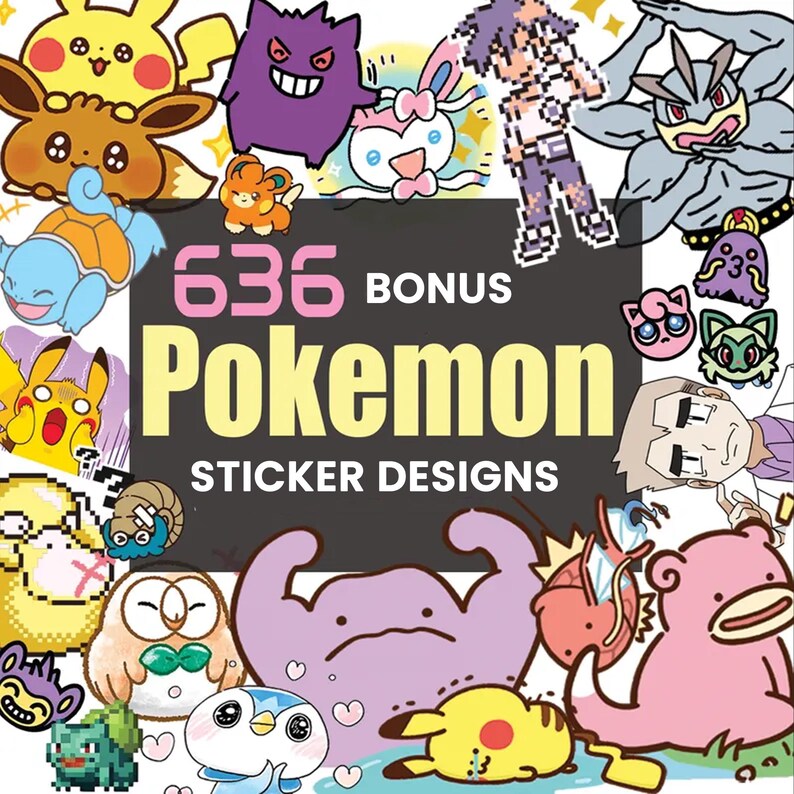 Mega Pokemon Bundle 1900+ Files, Unique Pokemon Designs Png, Vector Layered Svg Files, Charizard, Pikachu Png, Cricut Easy Pokemon Png