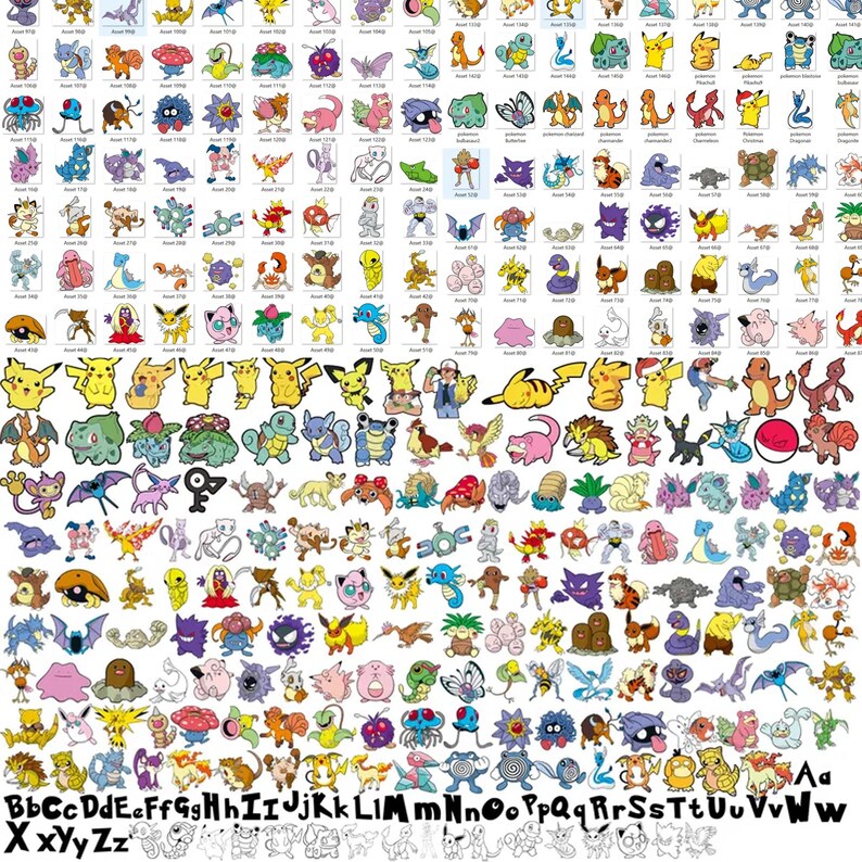 Mega Pokemon Bundle 1900+ Files, Unique Pokemon Designs Png, Vector Layered Svg Files, Charizard, Pikachu Png, Cricut Easy Pokemon Png