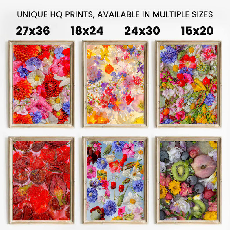 Set of 6 Premium Floral Art Prints Collection, Botanical Wall Decor, Aesthetic Flower Prints, Digital Download, Printable Plant Floral Art