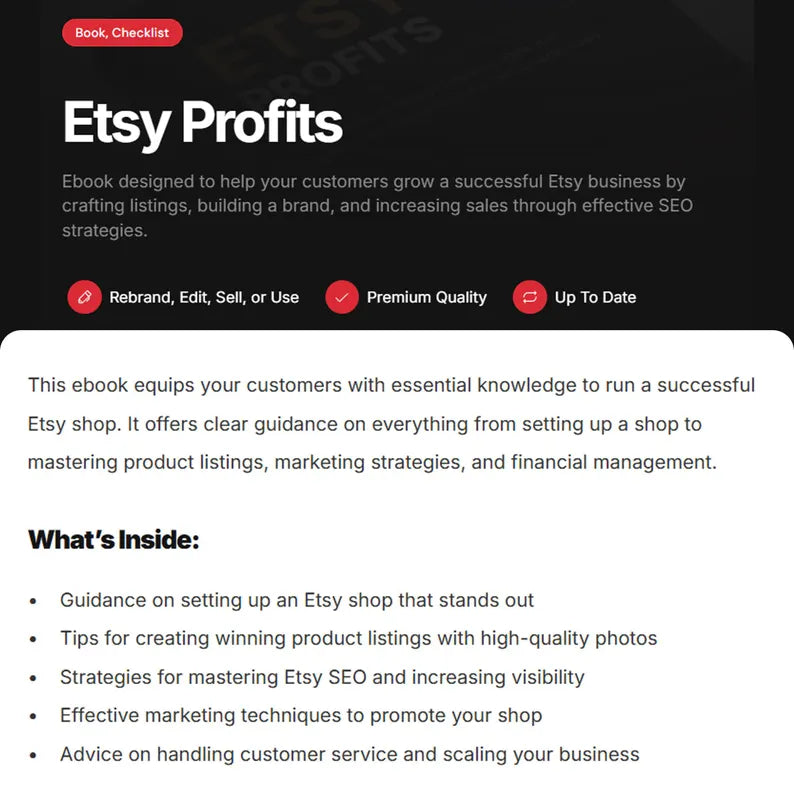 Etsy Success Masterclass, Audio, Video Course, Toolstack, Guides, E-Books, Bonuses, Set of 3 PLR info-products