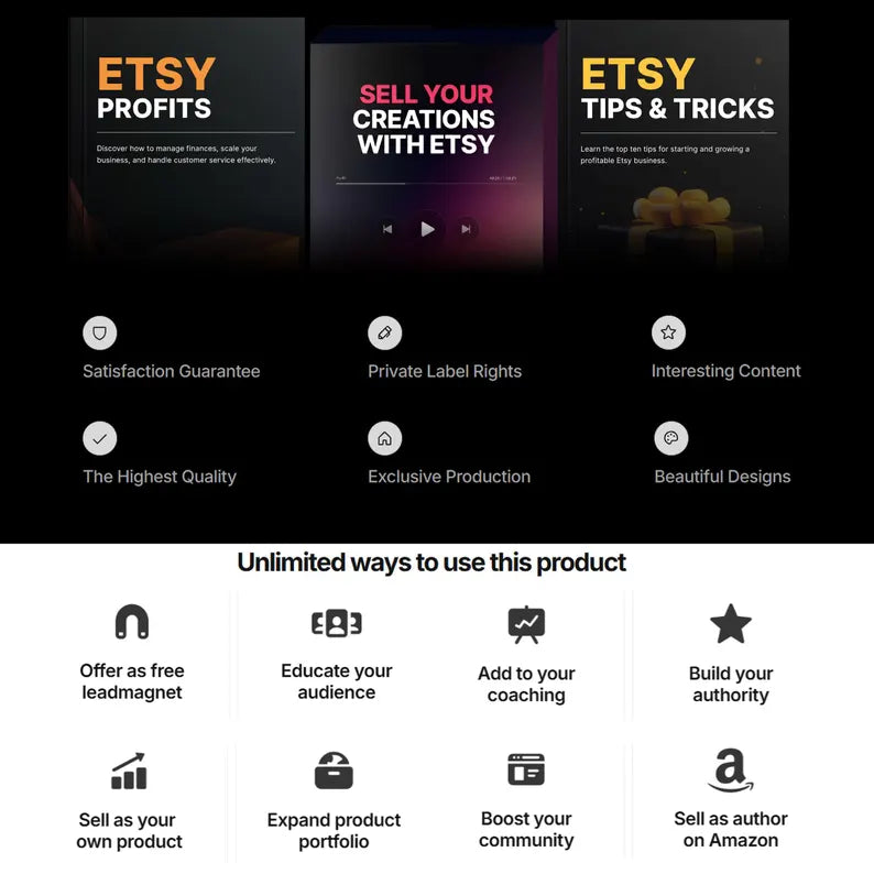 Etsy Success Masterclass, Audio, Video Course, Toolstack, Guides, E-Books, Bonuses, Set of 3 PLR info-products