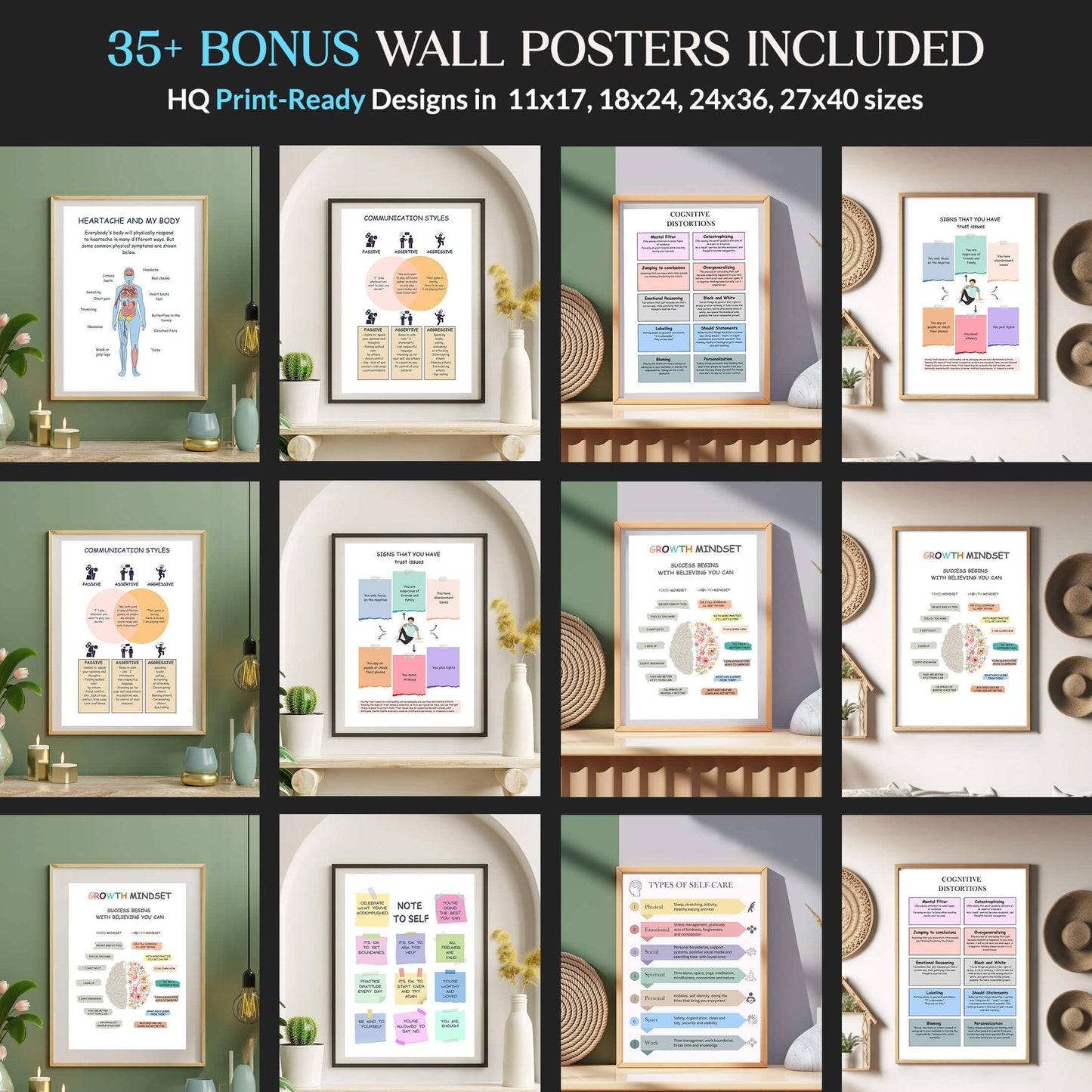 100+ Therapy worksheets bundle, psychology resources, inner critic, boundaries, trauma, acceptance therapy, grief