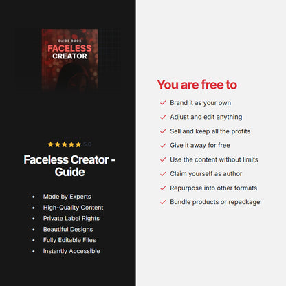 Faceless Creator Bundle | Ebook, Workbook, Guide, Checklist, Prompts | Build Trust, Automate, Scale, Faceless Content Creation Masterclass