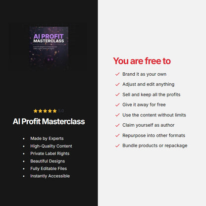 AI Profit Masterclass | Ebook & Checklist | Monetize AI for Side Hustles, Content Creation, Online Business, AI Guide with plr mrr