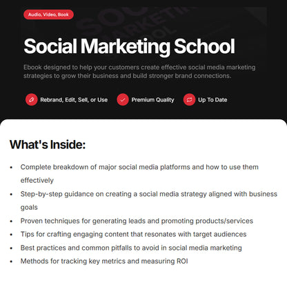 Social Marketing School | Ebook, Audio, Video Course | Social Media Strategy, Growth & Engagement Guide, Ultimate Social Media Masterclass