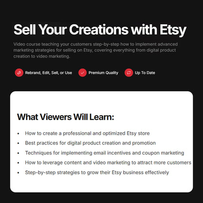 Sell Your Creations with Etsy Video & Audio Course | Etsy Marketing and Shop Growth Strategies, Etsy Growth Course, Etsy Learning Bundle