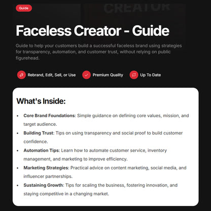 Faceless Creator Bundle | Ebook, Workbook, Guide, Checklist, Prompts | Build Trust, Automate, Scale, Faceless Content Creation Masterclass