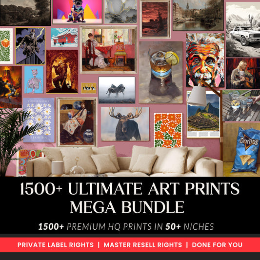 1500+ Digital Wall Art Prints, 25+ Niches, HQ Printable Art Bundle, Whole Shop Bundle, Ultimate Art Bundle, PLR, MRR