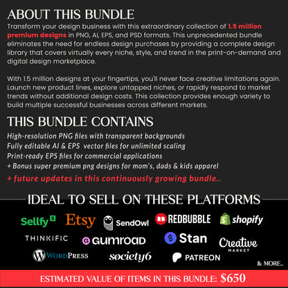 1.5 Million PNG Mega Bundle, 1200+ Bonus HQ Designs