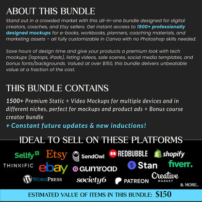 Mega Canva Mockup Template Bundle Master Resell Rights Digital Products Best Seller PLR Digital Products Digital Top Sellers Done For You