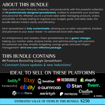 PLR Mega Spreadsheets Bundle, Premium Spreadsheet, Budget Spreadsheets, Google Sheets