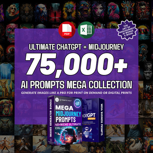 Ultimate AI Prompts Mega Bundle, Midjourney, Chat GPT prompts for power users, Design Creations Prompt Bundle