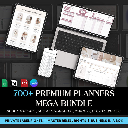750+ Digital Planners Mega Bundle, Notion Templates, Financial Google Spreadsheets