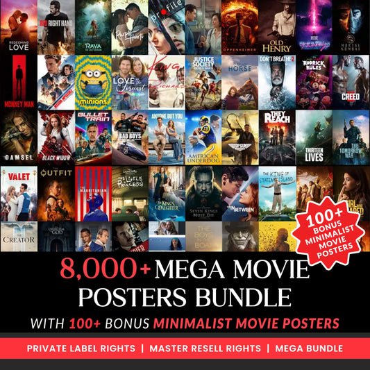 Movie Posters Mega Collection Over 8000 High Resolution Movie Poster Set, Bonus Minimal Movie Posters