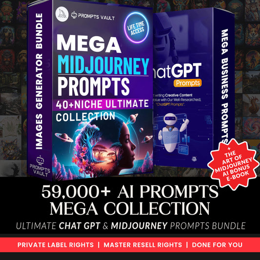 Ultimate AI Prompts Mega Bundle, Midjourney, Chat GPT prompts for power users, Design Creations Prompt Bundle
