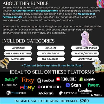 Crochet Patterns Mega Bundle, Crochet Pattern Bundle Pack, Easy & Beginner Friendly Crochet Tutorials