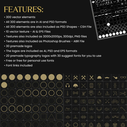 Logo Creation kit, Easily Create premium logos with 300+ Premium Logo Elements, Logo Maker