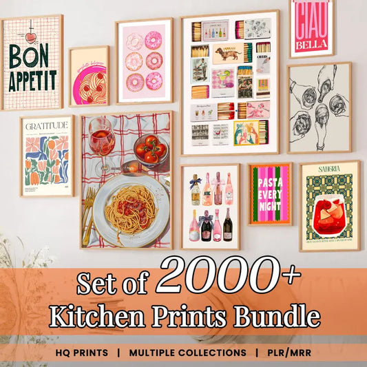 Kitchen Gallery Set, 2000+ Prints Mega Bundle Prints Bar Cart Decor Cute Kitchen Prints Poster Trendy Posters, Kitchen Posters, Kitchen Art
