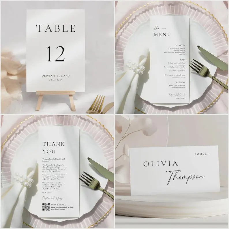 Wedding Signage Bundle Canva, Minimalist Reception Signs Template Package, Modern Editable Wedding Stationery, Printable DIY Decor