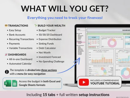 Paycheck Budget Spreadsheet: Google Sheets & Excel, Financial Planner (PDF Download)