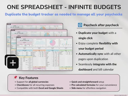 Paycheck Budget Spreadsheet: Google Sheets & Excel, Financial Planner (PDF Download)
