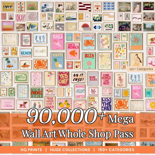 90,000+ Whole shop Pass, Wall Art, Vintage Gallery Set, Eclectic and Maximalist Prints, Kitchen Wall Decor, Trendy Posters, Travel Artwork