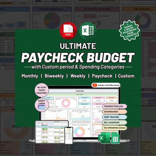 Paycheck Budget Spreadsheet: Google Sheets & Excel, Financial Planner (PDF Download)