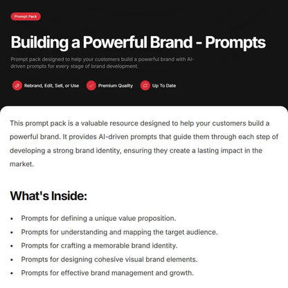 Ultimate Brand Creation Masterclass, Guides, Prompts, Tool Stack, Workbooks, PLR info products Bundle